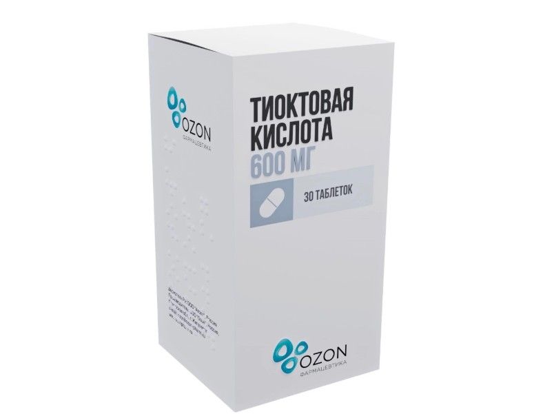 фото упаковки Тиоктовая кислота, 600 мг, таблетки, покрытые пленочной оболочкой, 30 шт. фото упаковки Тиоктовая кислота