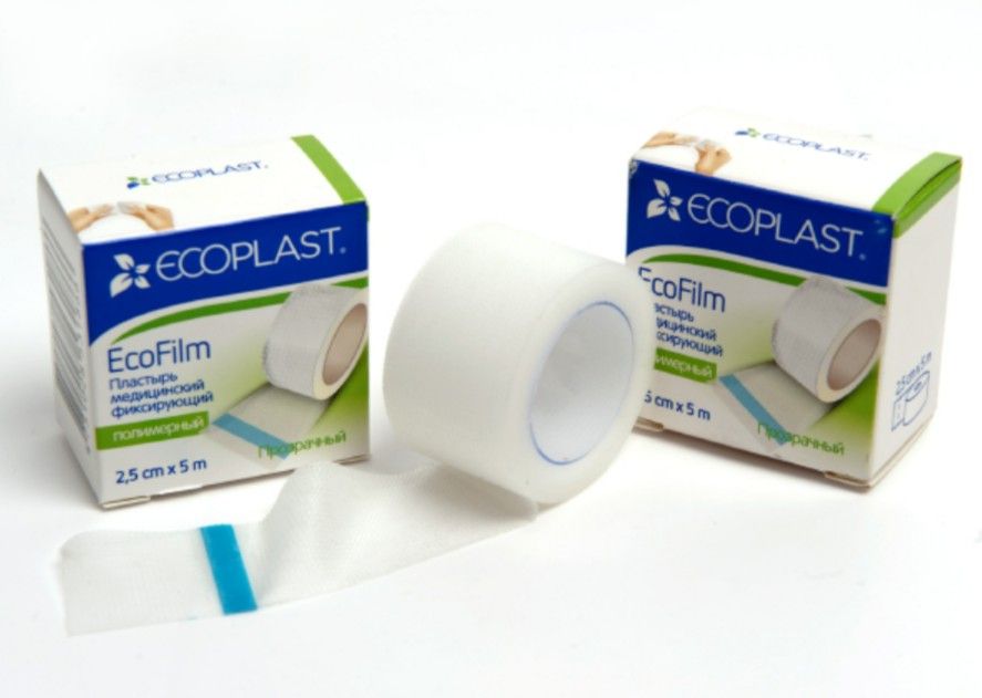 Ecoplast EcoFilm Пластырь медицинский фиксирующий полимерный, 2,5см х 5м, пластырь, 1 шт.