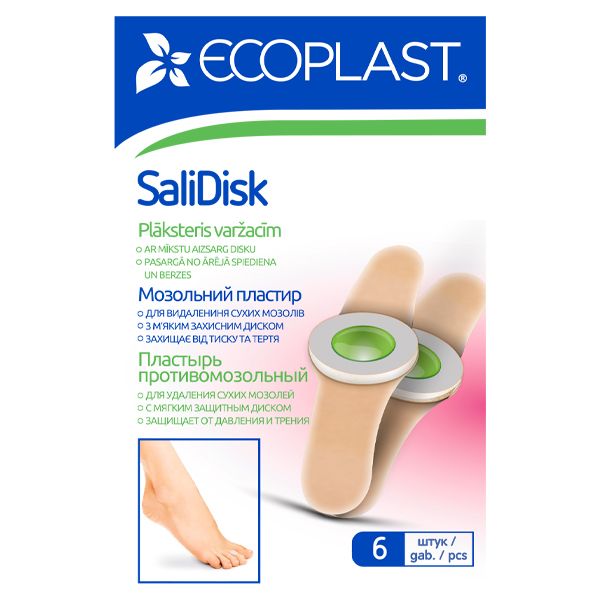 фото упаковки Ecoplast SaliDisk Пластырь противомозольный для удаления сухих мозолей