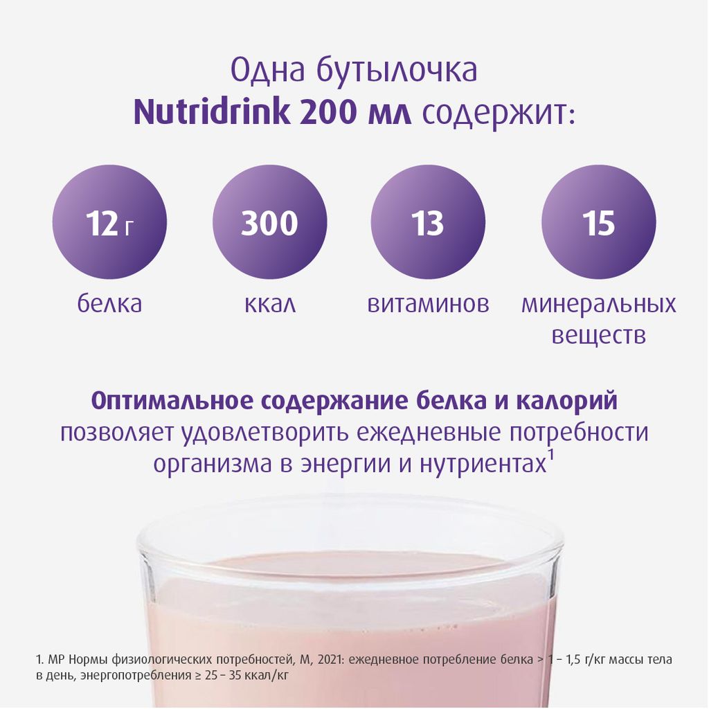 Nutridrink, лечебное диетическое высококалорийное питание, со вкусом клубники, 200 мл, 1 шт.