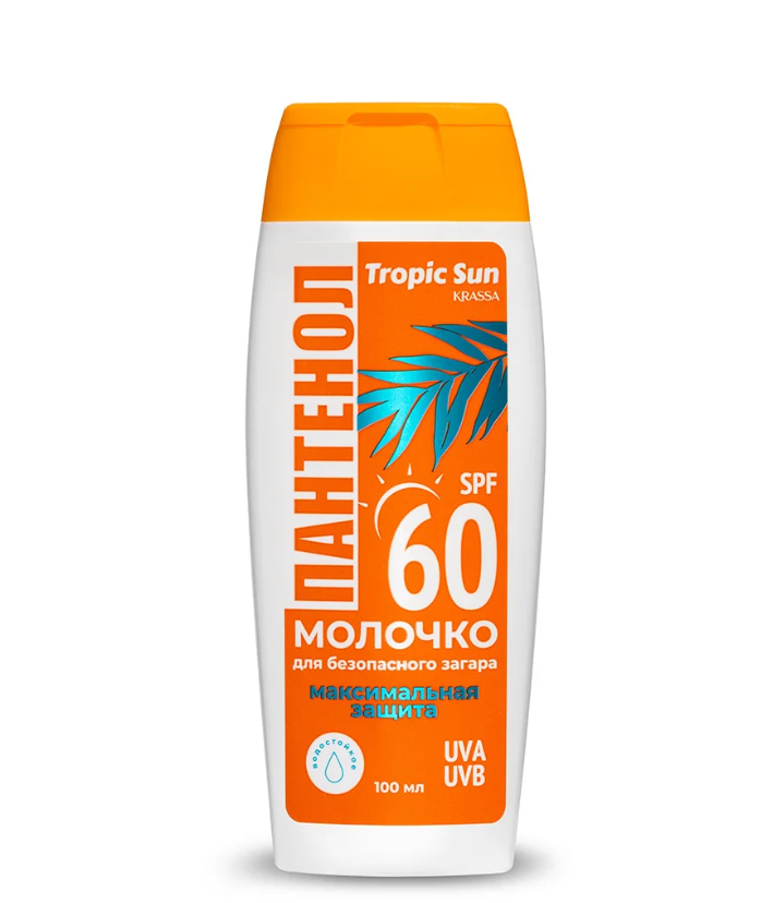 фото упаковки Krassa Tropic Sun Молочко для безопасного загара SPF60+, молочко, пантенол, 100 мл, 1 шт. фото упаковки Krassa Tropic Sun Молочко для безопасного загара SPF60+