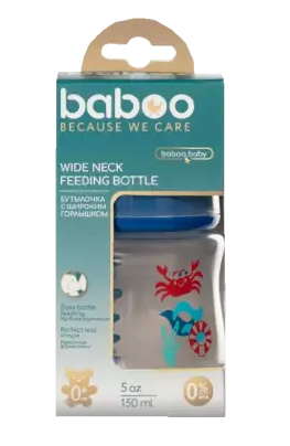 Baboo Бутылочка с силиконовой соской Marine, для детей с рождения, синего цвета, 150 мл, 1 шт.