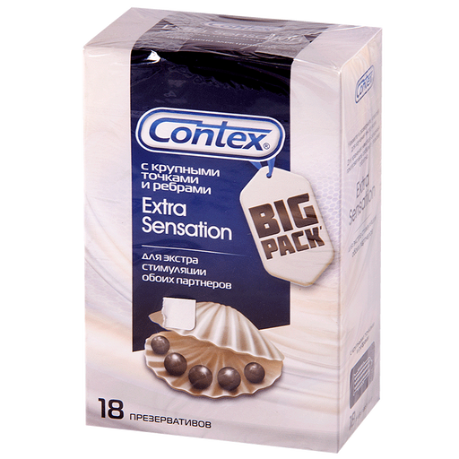 Презервативы Contex Extra sensation, презерватив, с крупными точками и ребрами, 18 шт.