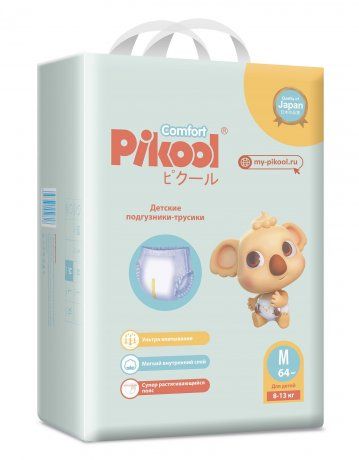 Pikool Comfort Подгузники-трусики детские, M, 8-13 кг, 64 шт.