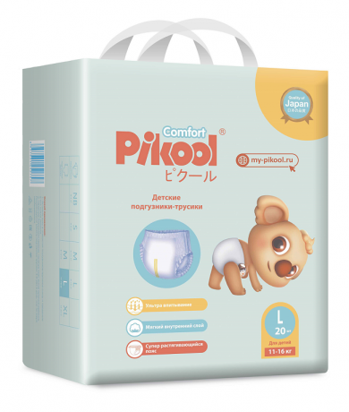 Pikool Comfort Подгузники-трусики детские, L, 11-16 кг, 20 шт.