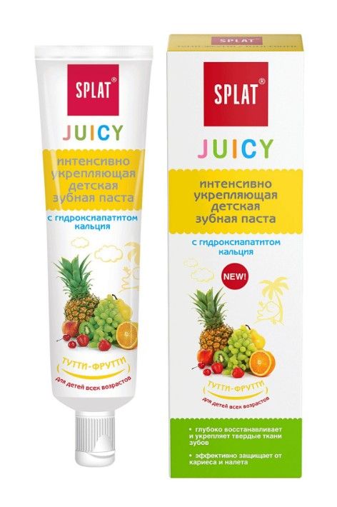 Splat Juicy Зубная паста укрепляющая, для детей всех возрастов, паста зубная, тутти-фрутти, 35 мл, 1 шт.