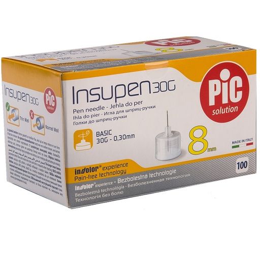 Insupen Иглы для шприц-ручки, 30G(0.3x8)мм, 100 шт.