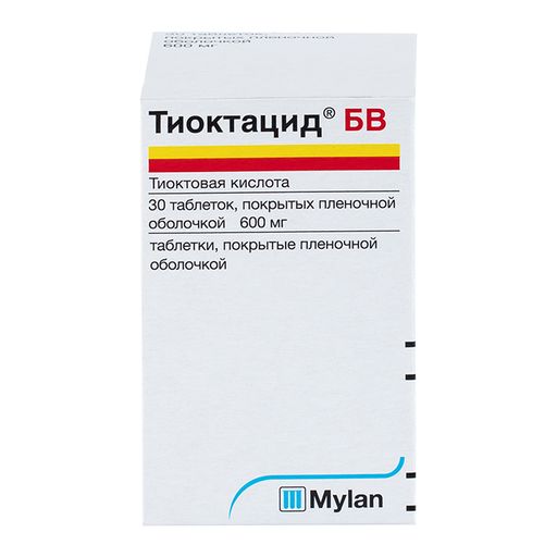 Тиоктацид БВ, 600 мг, таблетки, покрытые пленочной оболочкой, 30 шт.