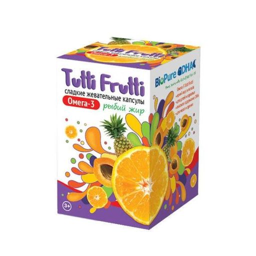 Tutti Frutti Омега 3, 500 мг, капсулы жевательные, 45 шт.